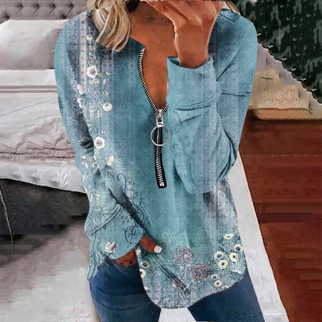 2023 Chandail en Molleton de Mode pour Femmes 50 % de Rabais Liquidation Hauts pour Femmes Automne Manches Longues Chandail Ample Chemise Habillée Décontractée Dames Chandails en Molleton à Rayures Col Rond