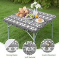 thumbnail image 4 of Black Geometric Striped Pattern Square Fitted Tablecloth with Elastic Edge,Square Table Cover,Washable Elastic Table Cover for Home Kitchen Party Decor 36"x36", 4 of 6