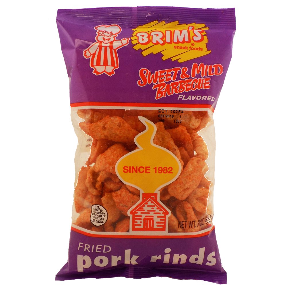 Brim's Snack Foods Sweet & Mild Barbecue Fried Pork Rinds, 3 Oz