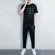 thumbnail image 3 of Conjuntos de ropa para hombre, pantalones de jogging, camiseta 5xl, chándal de gimnasio para hombre, parte superior lisa, trajes deportivos negros, algodón, estilo coreano básico, XL, 3 of 5