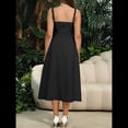 thumbnail image 4 of Vestido Midi con Corsé, Aberturas Fluidas y Cordones para Mujer, Vestido Informal de Verano de Corte A para Fiesta de Té. Negro M, 4 of 8