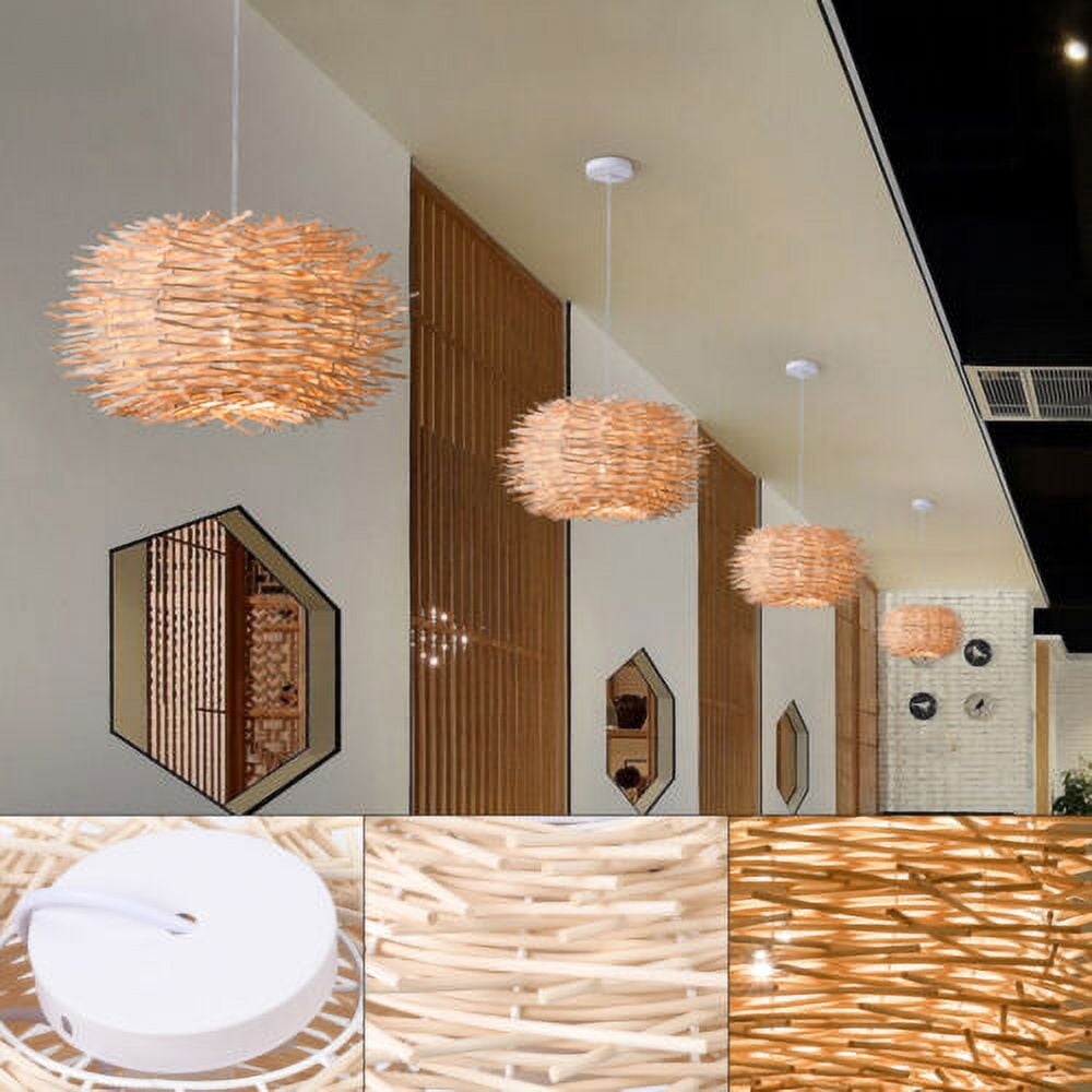Golden Weaving Pendant Lamp Bird Nest Chandelier Art Decor Pendant Light 40CM