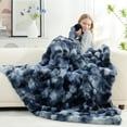 Cozy Bliss Faux Fur Throw Blanket for Couch, Fuzzy Soft Plush Thick