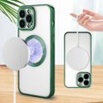 thumbnail image 4 of Magnetic Clear Case for iPhone 14 Pro Max 6.7 Inch 2022, Electroplated Magnetic Clear Slim Case for Women and Men [Military Drop Protection] Tempered Screen Protector(Green), 4 of 11