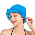 thumbnail image 5 of Pleated Cloth Swim Cap, Elastic Anti-Slip Swim Cap, Women Ear-protecting Bathing Cap Beach Surfing Cap for Long Short Thick Hair, 5 of 7