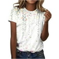 thumbnail image 2 of Haut Blanc Femme à la Mode Chandail Décontracté Imprimé Manches Courtes Col Rond Multicolore g L, 2 of 4