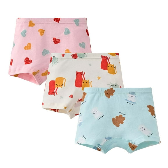 Sopiago Girls Cotton Underwear with Toddler Boyshorts Underwear Girls Panties 2-3 Years,Pack of 3