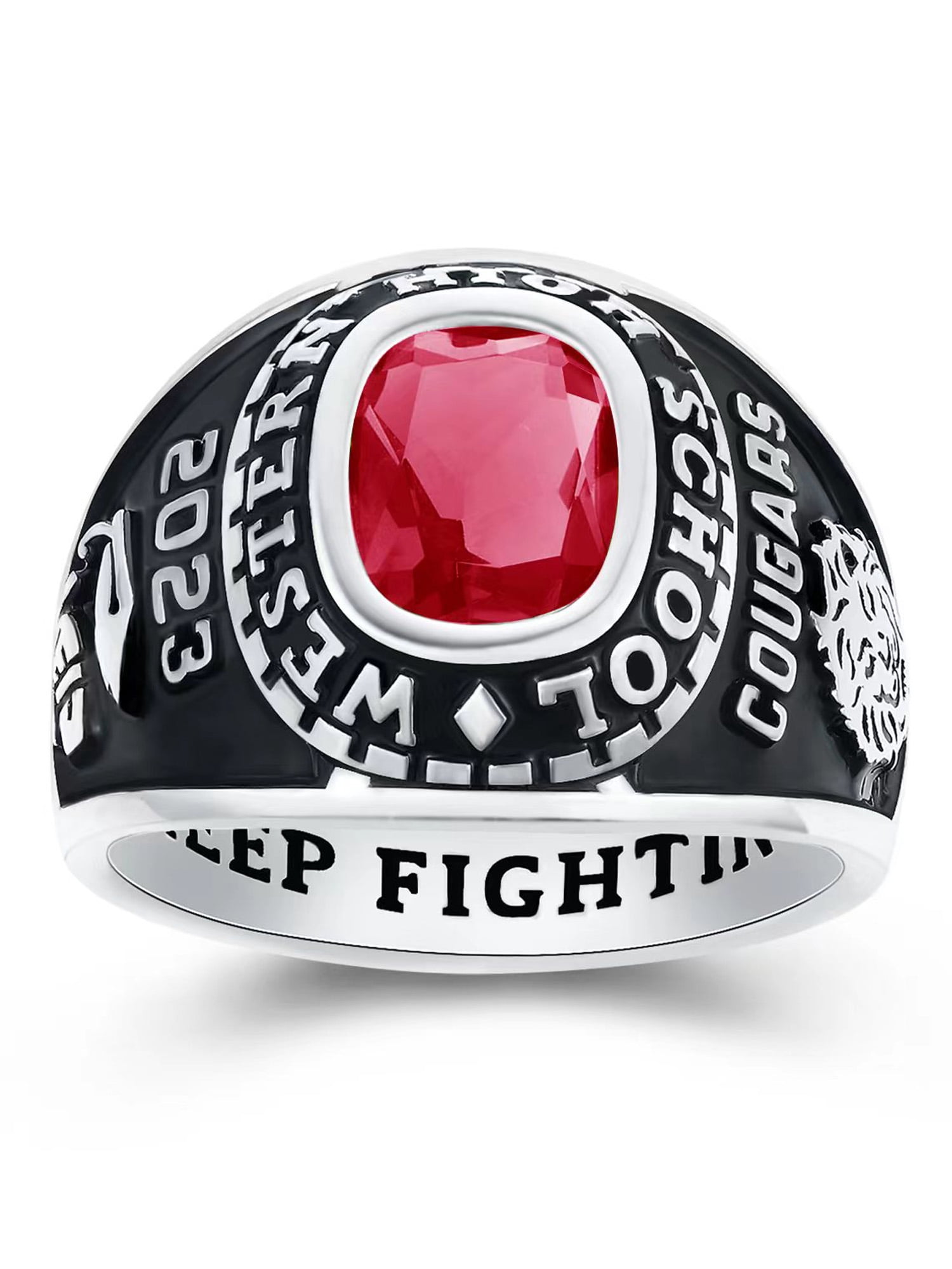 Mementos USA Customized Sterling Silver Class Rings for Men High School College-Platinum-Ultimate