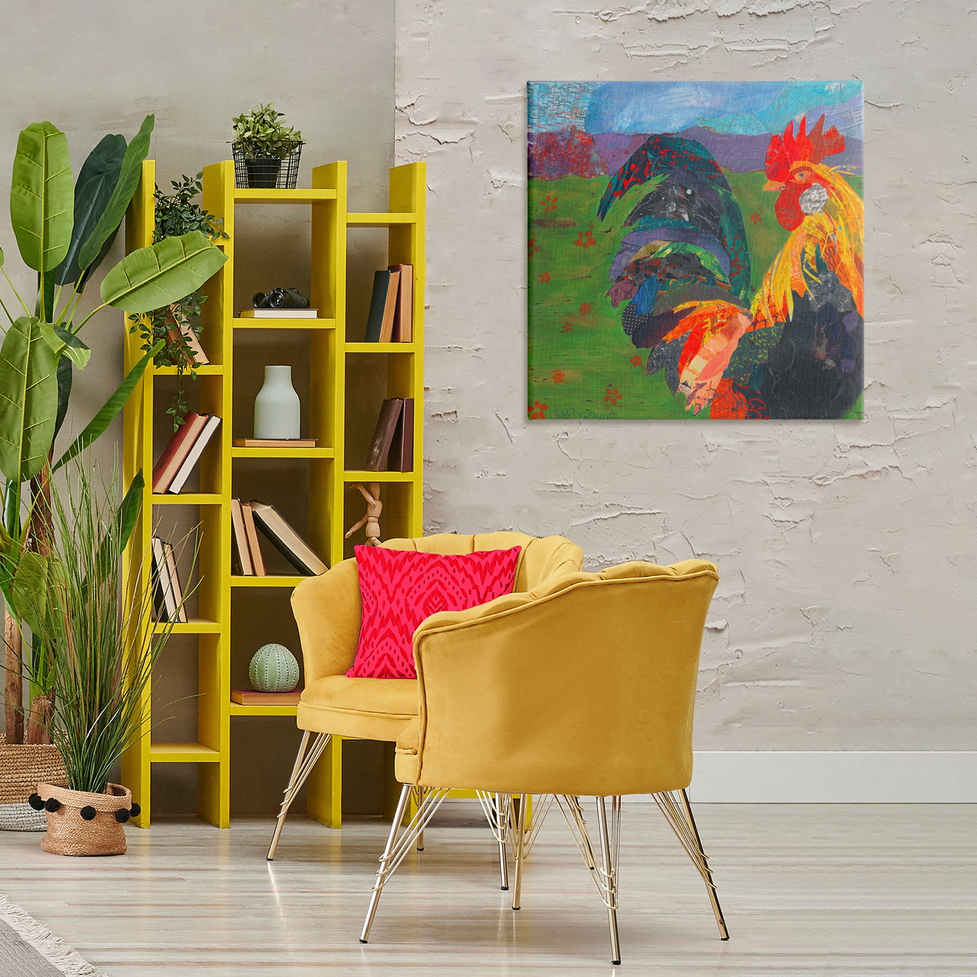 Stupell Industries Expressive Farm Rooster Animals Painting Wrapped Canvas Art Print Wall Art, 30 x 30