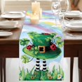 thumbnail image 3 of St. Patrick's Day Table Runner, Green Shamrock Hat Ladybirds Daisy Rainbow Washable Cotton Linen Table Runners 36 Inches Long, Dresser Scarf Runner for Nightstand/End Tables/Round Tables 13''x36'', 3 of 9