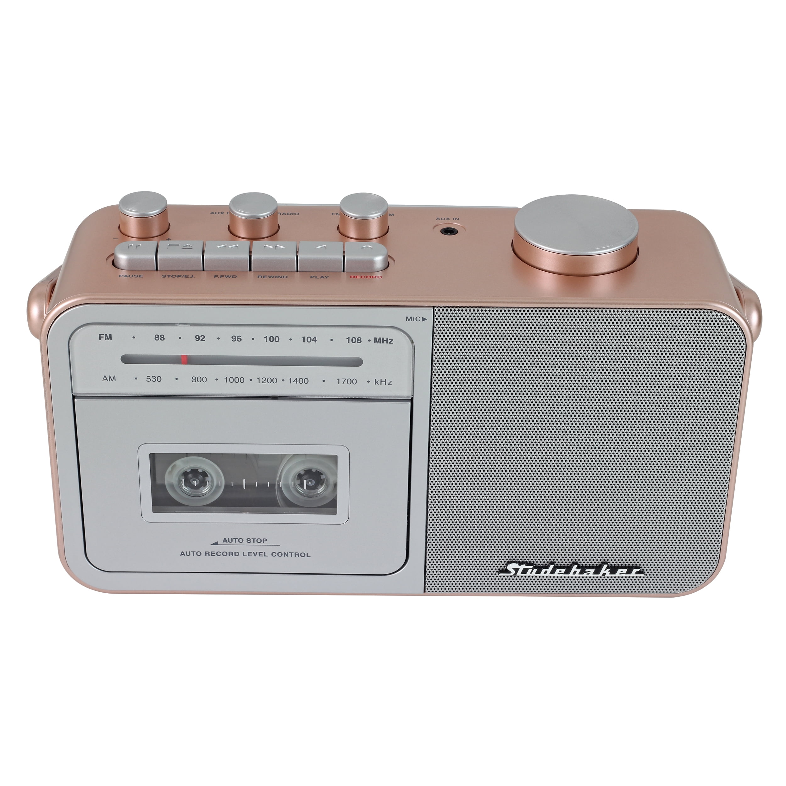 Studebaker SB2130RG AM/FM Portable Cassette Player/Recorder, Rose Gold
