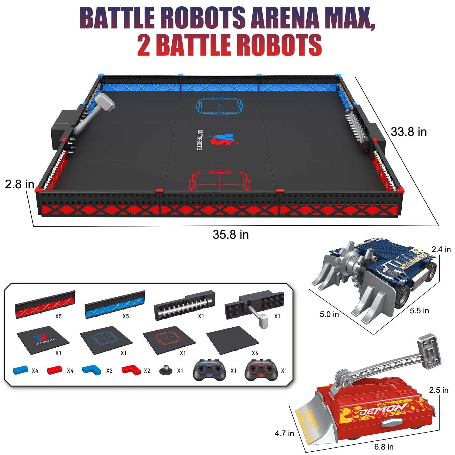 Remote Control Battle Robots, 2-Player Battle Robots Arena Set, 2.4Ghz Interactive RC Fighting Robot Toy, STEM Toys Gifts for Boys Girls
