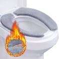 thumbnail image 1 of Funda para asiento de inodoro, 2 piezas, funda para asiento de inodoro de espuma viscoelástica, cojín lavable para asiento de inodoro, almohadilla calefactora para inodoro, 1 of 5
