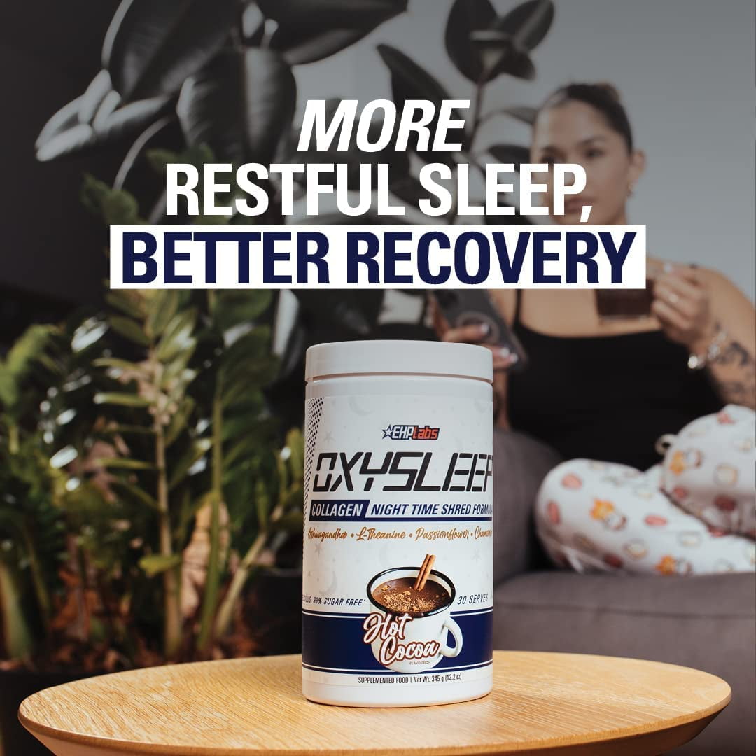 EHP Labs OxySleep Collagen Peptides Powder Night Time Shred - Promotes Deep Sleep & Shredding, Skin, Bones & Muscle Support, Pasture-Raised Bovine Collagen, Type I & III, 30 Servings (Hot Cocoa)