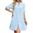 thumbnail image 3 of Womens Button Down Shirt Dress Oversized Casual Short Sleeve Collared V Neck Summer Mini Dresses XL, 3 of 6