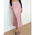thumbnail image 2 of BTFBM Womens Spring Summer Long Satin Skirt Silk Elegant High Waist Cocktail Party Wedding Flowy A-Line Midi Skirts, 2 of 8
