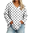 thumbnail image 4 of CHGBMOK Women's Plus Size Polka Dot Tops Long Sleeve V Neck T-shirts Basic Dressy Casual Blouses, 4 of 7