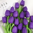 thumbnail image 3 of Luxcidy 10 Pcs Tulips Artificial BouquetReal Touch Flowers Faux Tulips for Home Kitchen Wedding Decorations,Gift Idea for Mother's Day Birthdays (Dark Purple), 3 of 5