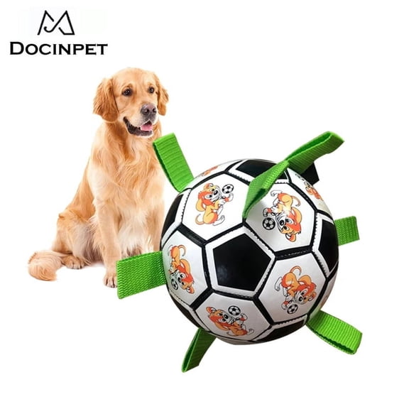 Dog Toys Soccer Ball with Straps, World Cup Interactive Dogs Toys for Tug of War, Yard Game Toy, Dog Water Toy for Small & Medium Dogs Puppy Birthday Gifts Outdoor Jolly Ball Boredom Buster