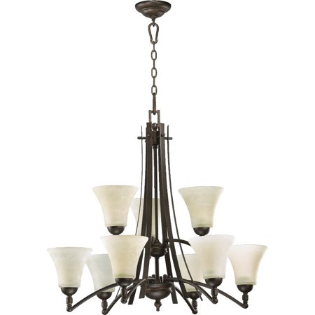 

Transitional Nine Light Chandelier-Oiled Bronze Finish-Clear Glass Color Bailey Street Home 183-Bel-3400293