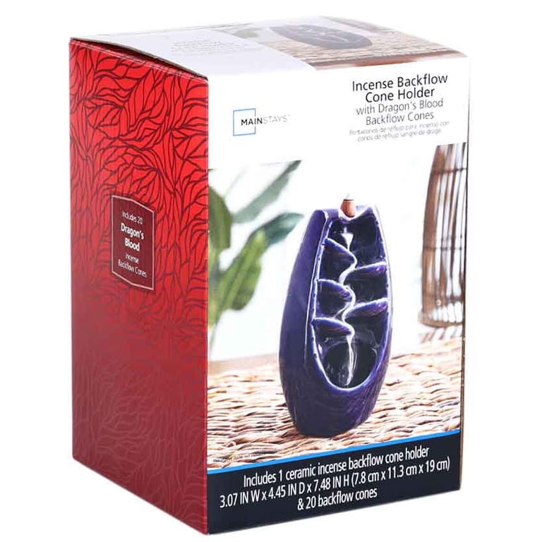 Mainstays Backflow Incense Waterfall Burner Blue Ceramic with Cones photo 5