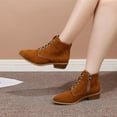 thumbnail image 4 of Bottines en Daim à Lacets pour Femmes Zip Up Bootie Bas Talon Pointu Chaussures, 4 of 5