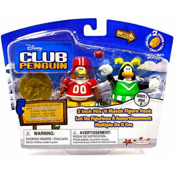 Club Penguin Mix 'N Match Series 9 Football Player & Cheerleader Mini Figure Set