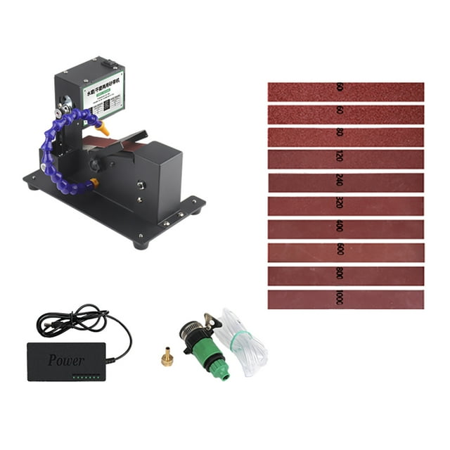 Graflsoa Ponceuse à Courroie à Double Usage 250 W à 7 Vitesses Réglables pour Polissage à Sec/humide avec Multiples Accessoires, Options de Prise US/EU, Construction en Acier, 110-240 V