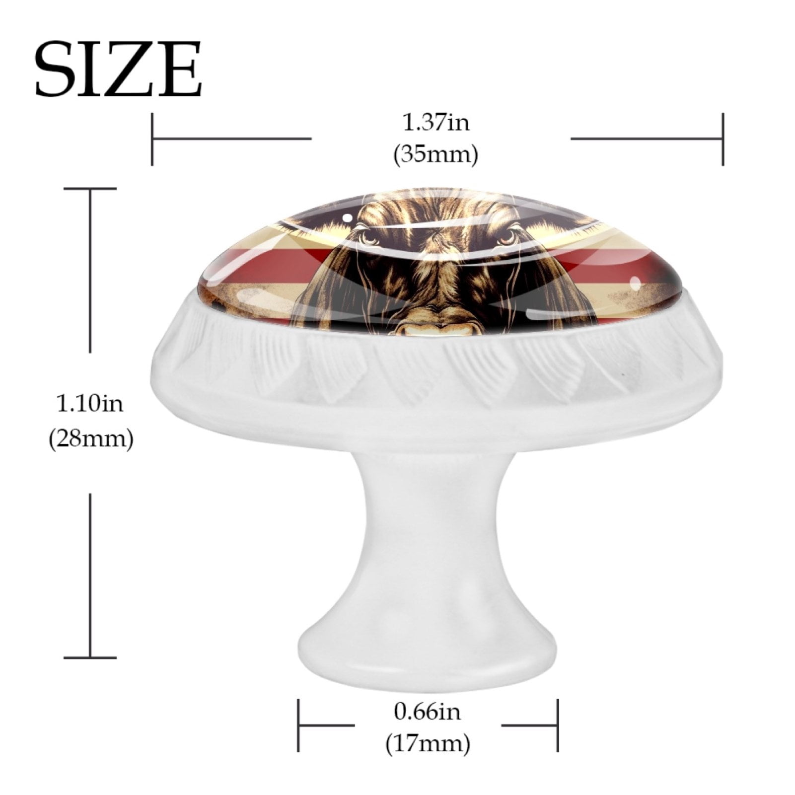 4 Pcs Cow American Flag Knobs for Kitchen Cabinet Cupboard Dresser Bookcase Drawer Pulls Handles Round Home Decor