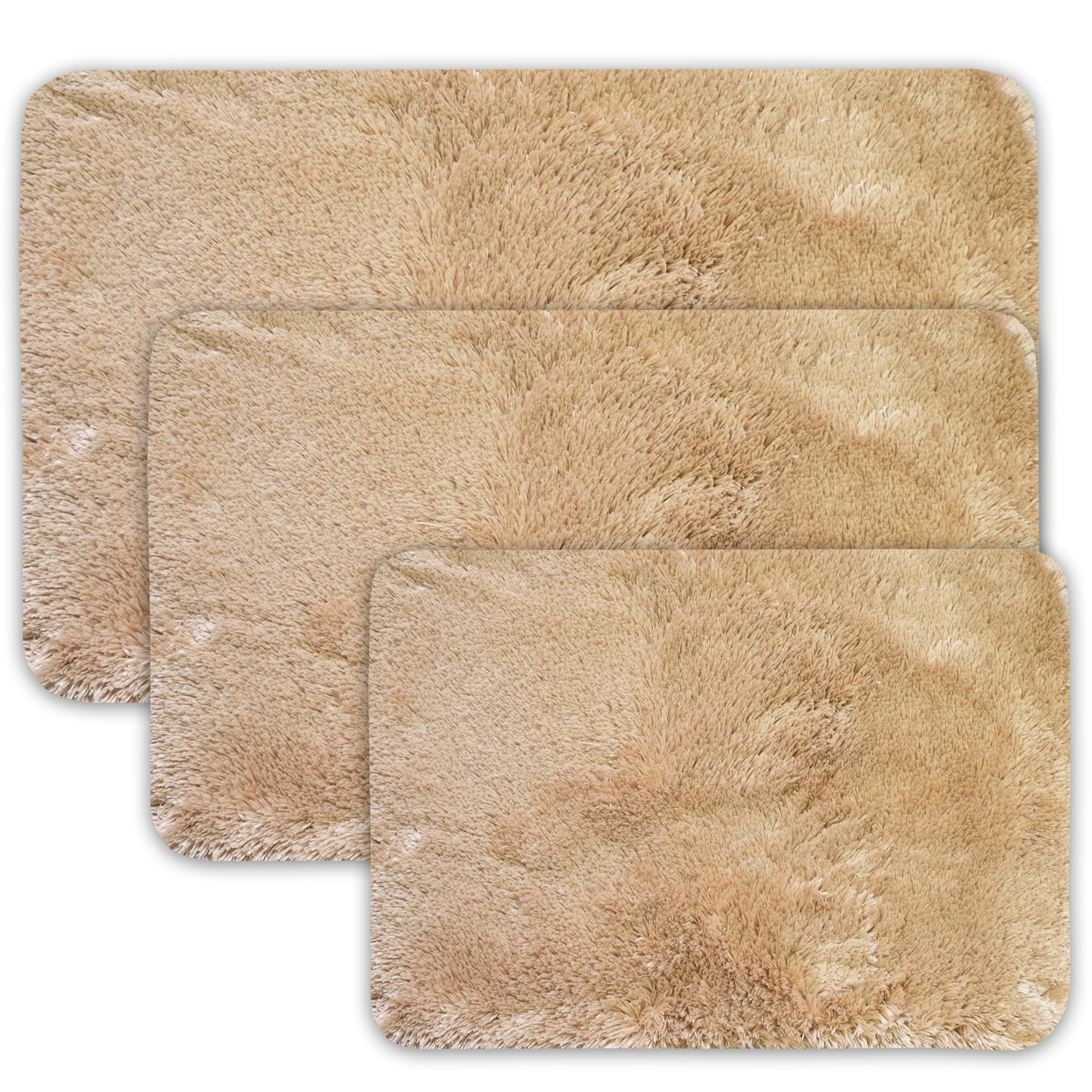 Bath Rug, Non Skid Back, Soft Faux Fur St. Lucia Prima 3 Piece Set