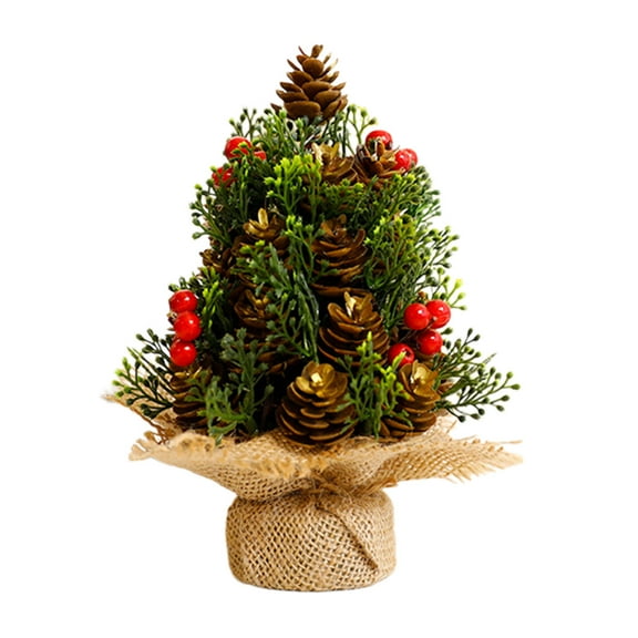 Christmas Ornaments 2025,Realistic Christmas Tree,Table Top Christmas Tree Small Christmas Tree with Red Berries,Pine Cone and Base Indoor Home Table Christmas Decorations