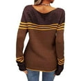 thumbnail image 4 of Tuphregyow Women Pullover Sweater Top Stripe Print Trendy Oversized Fuzzy Party Outdoor Chunky Warm Knit Sweater Casual Jumper Tops Crew Neck Long Sleeve Brown S, 4 of 5