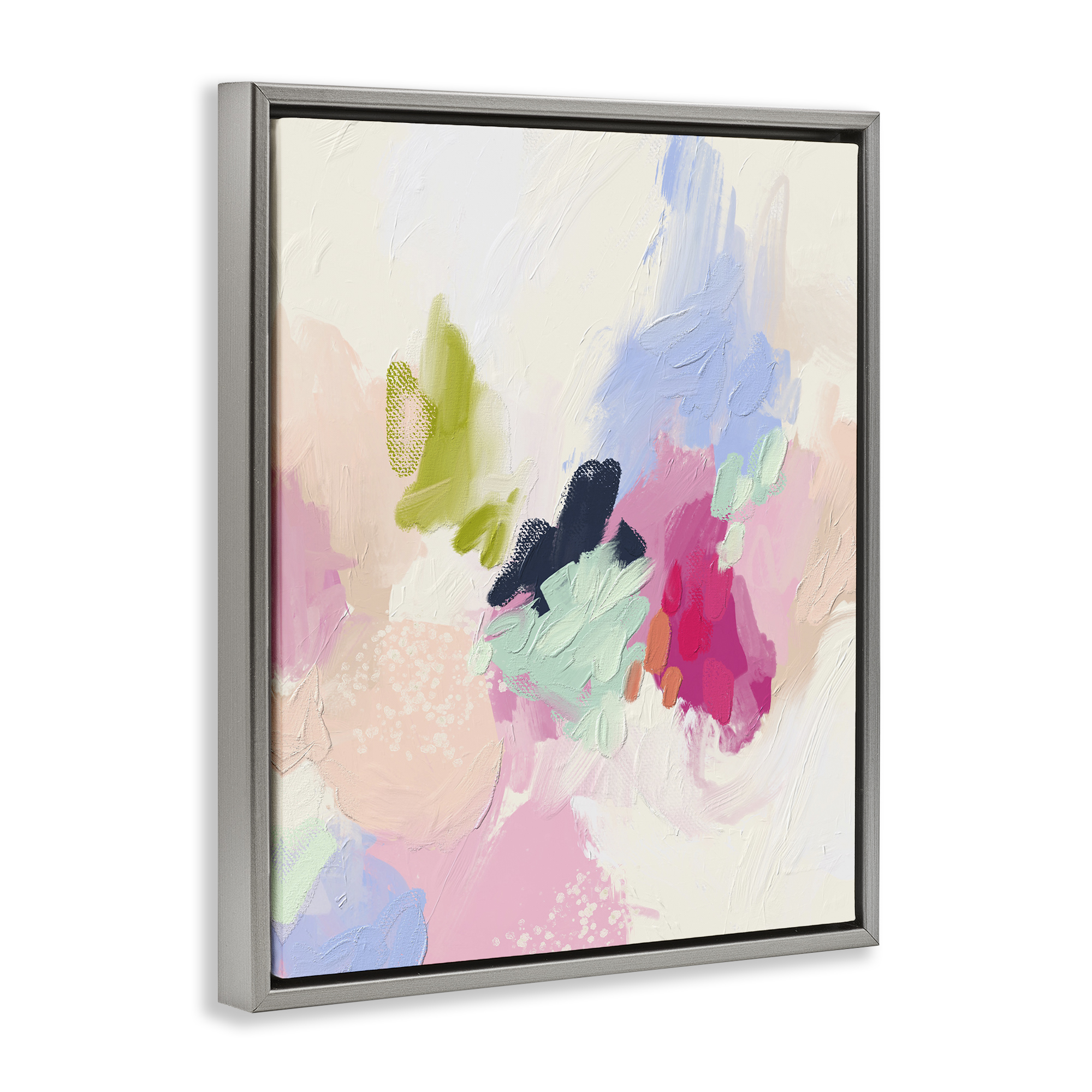 Stupell Industries Pastel Abstract Paint Strokes Abstract Painting Gray Floater Framed Canvas Art Print Wall Art, 25 x 31