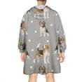 thumbnail image 2 of Beagle and Dog Footprints Wearable Oversized Blanket,Wearable Blanket Hoodie for Adults,Cozy Hooded Blankets with Super Pockets,Super Warm Fuzzy Pullover for Women & Men, 2 of 6