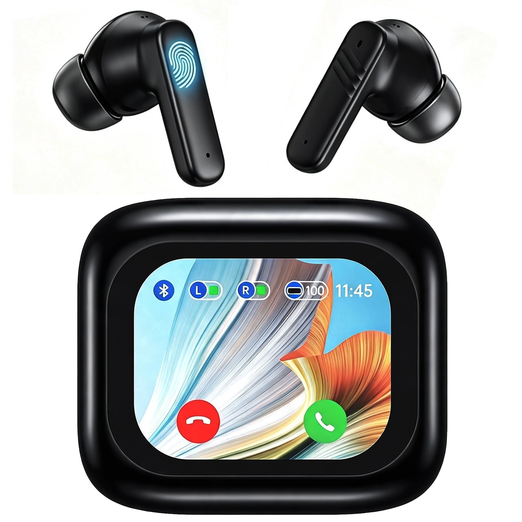 Wireless Bluetooth 5.4 Earbuds with Touch Screen, ANC ENC Noise Cancelling earphones, 60H Playtime, IPX7 Waterproof Clear Calls, Secure Fit for Running Gym
