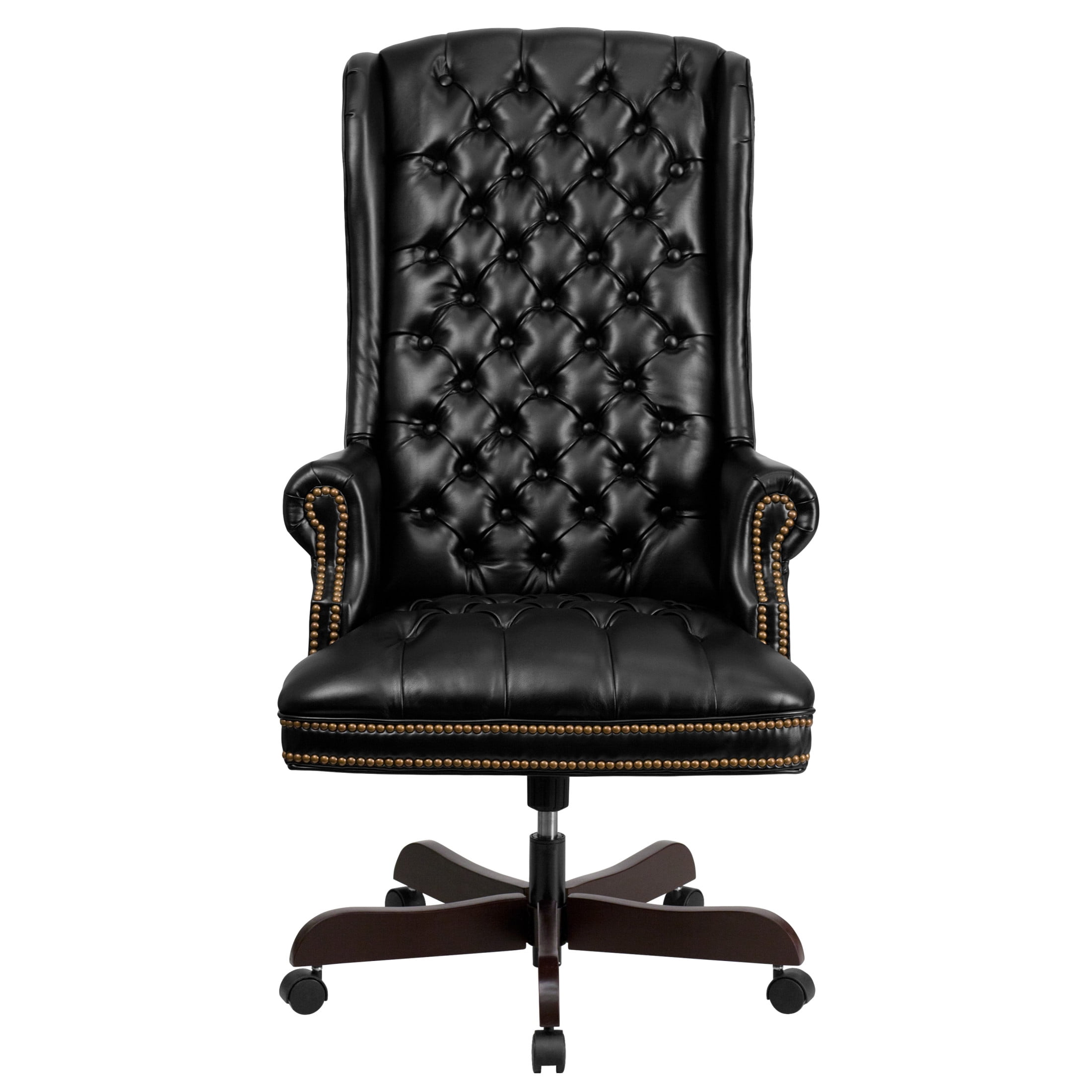 Flash Furniture Turner High Back Traditional Fully Tufted Black LeatherSoft Executive Swivel Ergonomic Office Chair with Arms