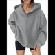 thumbnail image 2 of Sudadera con Capucha de Gran Tamaño para Mujer, Cuello en V, Forro , Larga, Estilo Y2K, Ropa de Otoño A Gris XXL, 2 of 7