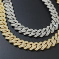thumbnail image 4 of 15MM Cuban Link Chain Hip Hop Men Necklace Iced Out Paris Chain 2 Row Rhinestone Paved Miami Rhombus Cuban Men women Necklace, 4 of 7
