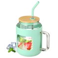 thumbnail image 1 of Taza de vidrio de 50 oz con asa, botella de agua con tapas de bambú reutilizables, 1 of 8