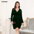thumbnail image 4 of POSESHE Women's Deep V-Neck Plus Size Dress, Sexy Bodycon Wrap Dress, 4 of 6