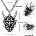 thumbnail image 2 of ghost warrior Prajna Rakshasa Horn Skull Pendant Necklace for Men Boys,Stainless Steel Cool Retro Vintage Punk Biker Cocktail Party Pendant Necklacce, 2 of 3
