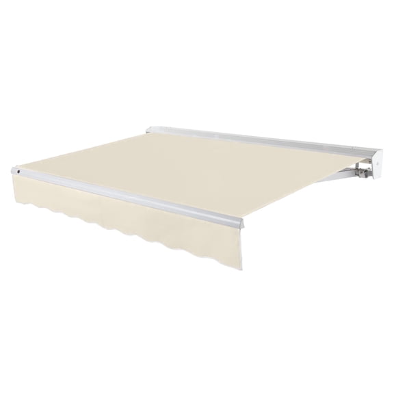 Awntech 14 Ft Destin Left Motorized Heavy Duty Patio Retractable Awning with Protective Hood (168in x 10.38in x 120in), Linen