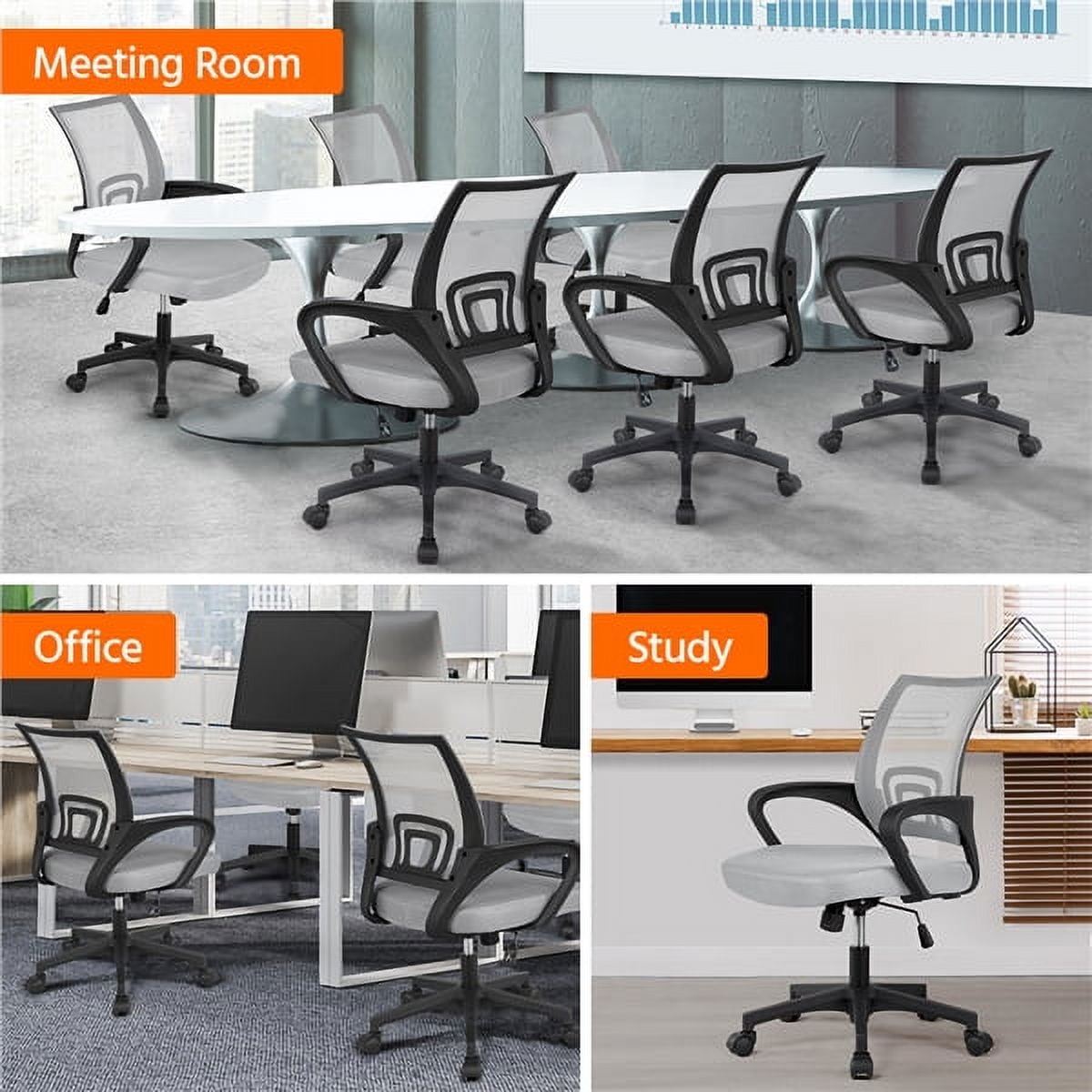Alden Design Ergonomic Adjustable Mid Back Mesh Swivel Office Chair with Armrests, Gray