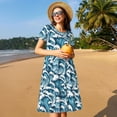 thumbnail image 4 of Vsdgher Vagues Océaniques pour Femmes Été 2025 Robes Midi Maxi Décontractées Légères à Manches Courtes à Col Rond Robe de Plage, 4 of 6