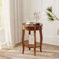 thumbnail image 6 of Bowery Hill Walnut Wood End Table Round With Shelf 24", 6 of 8