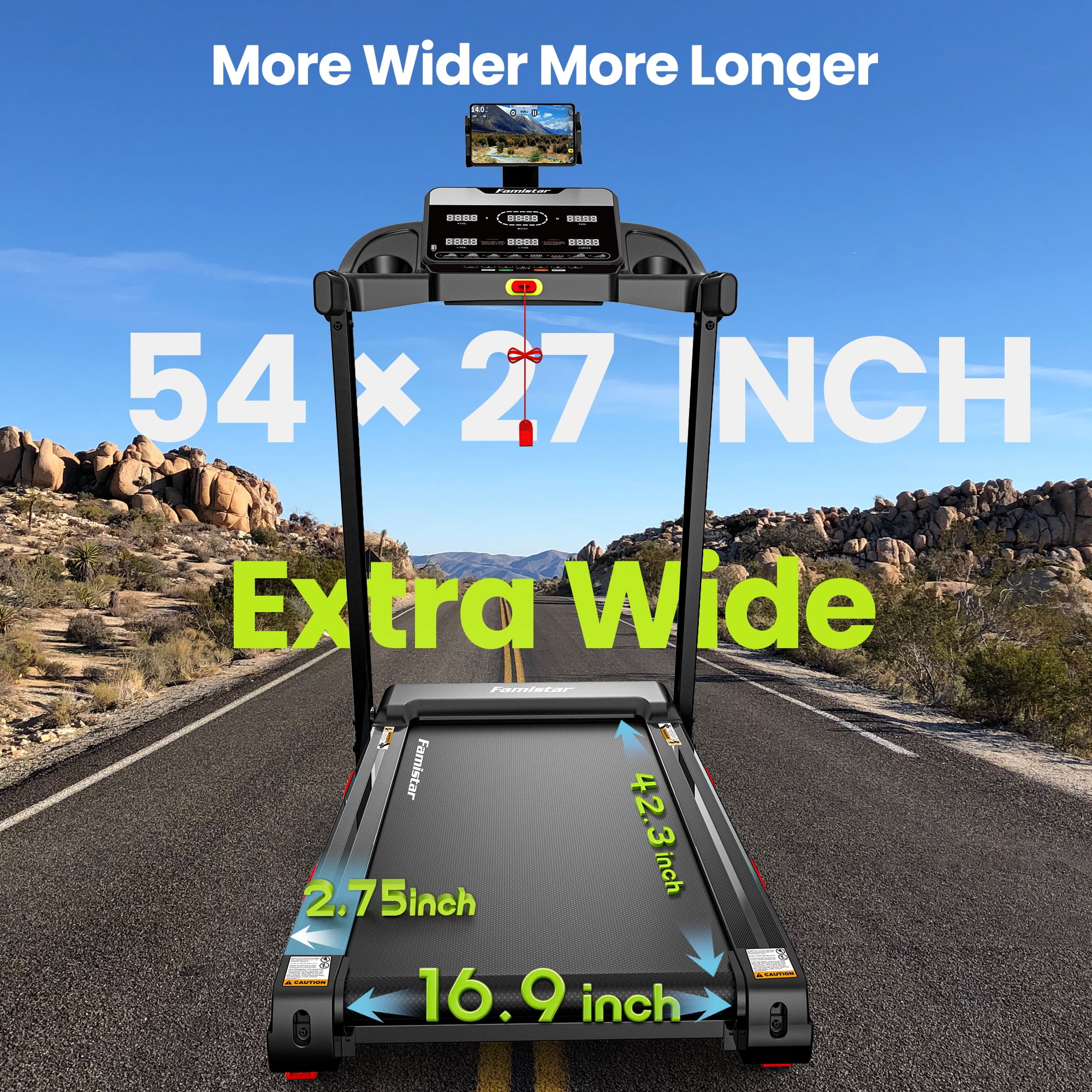 Treadmill 300 LB Capacity for Home with Incline, Folding Electric Running Walking Treadmill, Portable Treadmill for Home Use, 9 MPH, Smart Apps, 96+9 Programs, Bluetooth Speakers