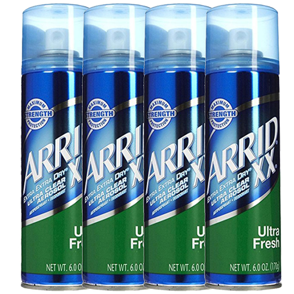 (4 pack) ARRID XX Ultra Clear AntiPerspirant Deodorant Spray, Ultra