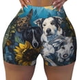 thumbnail image 2 of Balery Sunset Sunflower Dog Printed Workout Shorts for Women Seamless Scrunch Short Gym Yoga Running Sport Active Exercise Fitness Shorts-X-Large, 2 of 8