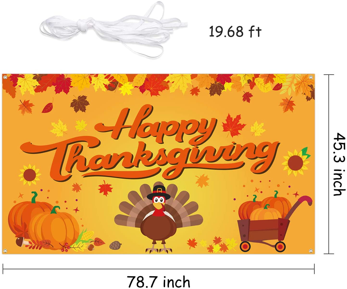 HolyToy Happy Thanksgiving Backdrop Banner Harvest Fall Background Banners  78” x 45” Extra Large Backdrops Pumpkins Turkey Maple Leaves Autumn  Party Decorations - Walmart.com