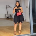 thumbnail image 2 of AURA Plus Size Strapless Bodycon A Line Dress Sexy Ruffle Summer Party Dress Women, 2 of 6
